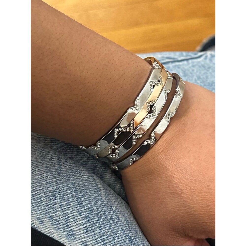 Rose Gold and Silver Bracelet Cuff Stack